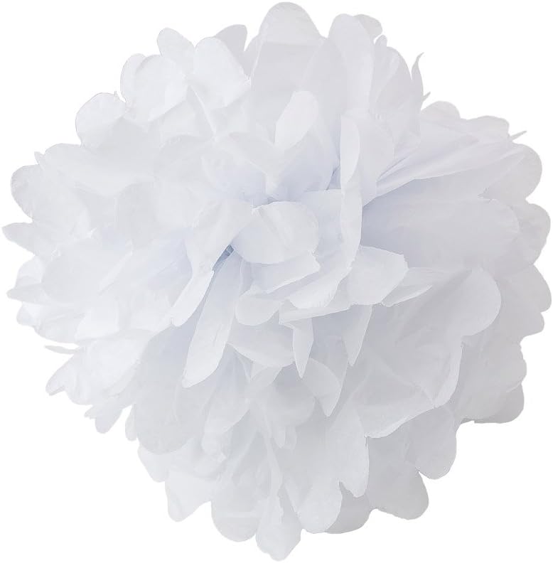WYZworks White 12 Inch Tissue Pom Poms Decor