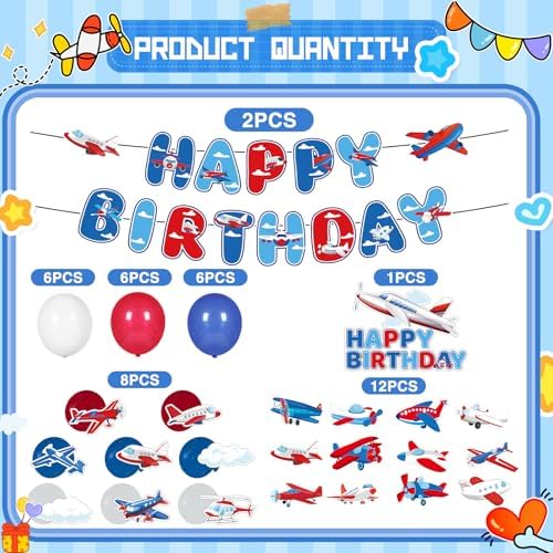 Airplane Birthday Party Decorations 49PCS Set