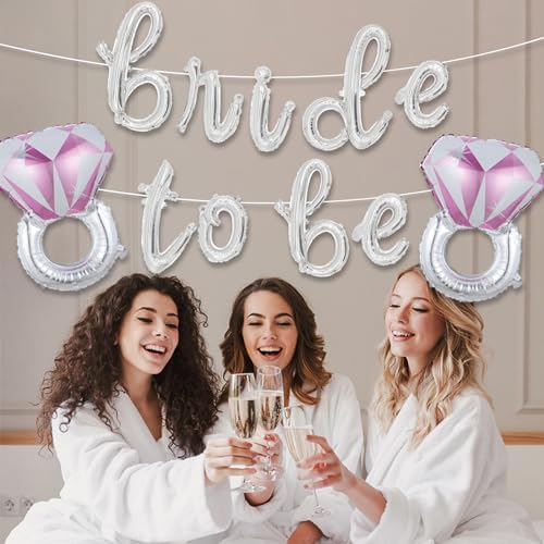 Bachelorette Party Balloons Silver Diamond Ring Bridal Shower Decor