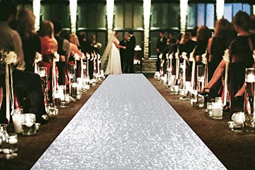 ShinyBeauty Silver Sequin Aisle Runner Wedding