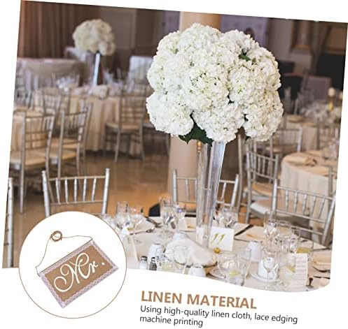 Jojofuny 2pcs Elegant Wedding Chair Sign Set Mr Mrs Burlap Decor with Lace Edging