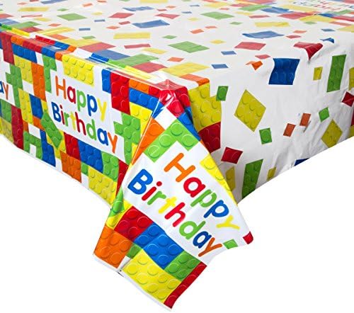 Vibrant Building Blocks Birthday Table Cover 54x84