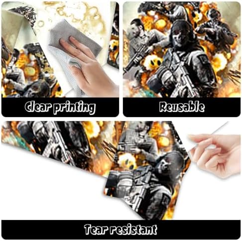 2Pcs Call Duty Birthday Tablecloth Disposable Cover for Kids Boy Baby Shower 70X42 Rectangular