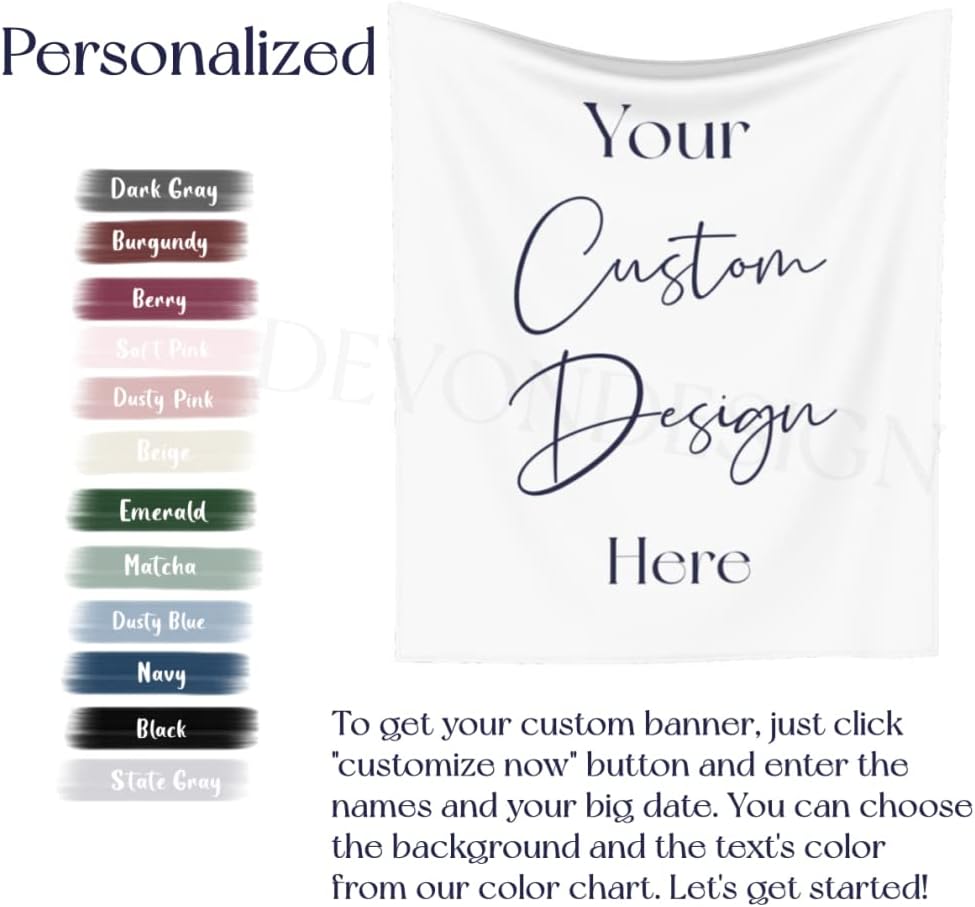 Custom Wedding Backdrop Tapestry with Names and Date