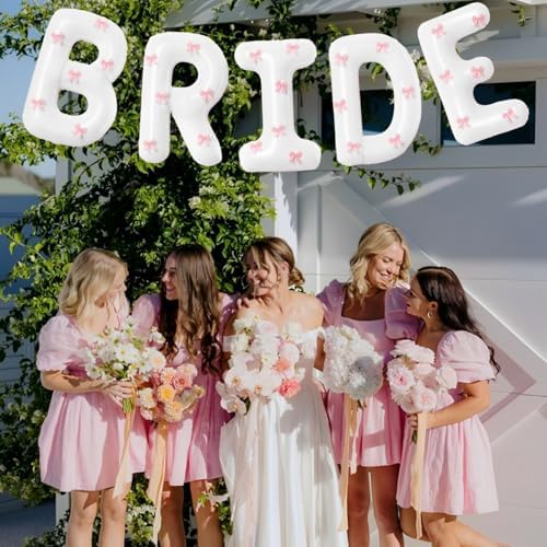 40 Inch Bride Balloon with Pink Bows Wedding Decor