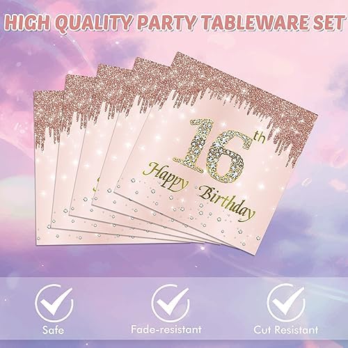 40PCS Rose Gold Sweet 16 Party Decorations for Girls