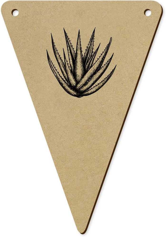 Azeeda 5 Piece Aloe Vera Plant Wooden Bunting Flags