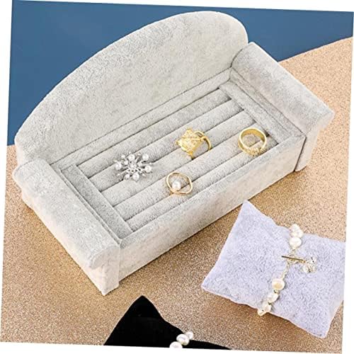 LIFKOME Sofa Shape Jewelry Display Stand in Grey Velvet