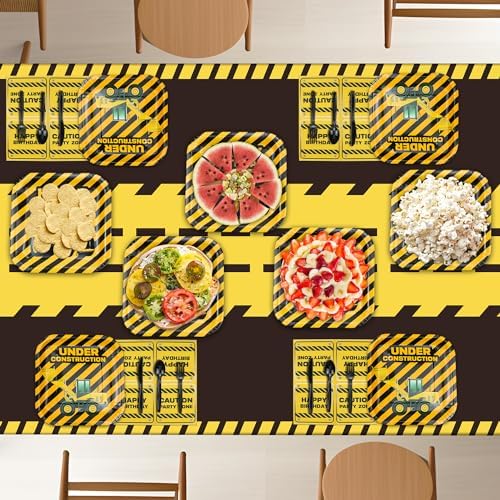 FVEOCR 4 Pack Black Racetrack Table Covers for Construction Themed Birthday Party Decorations