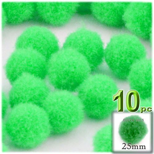 The Crafts Outlet 10-Piece Multi Purpose Pom Poms Neon Green 25mm