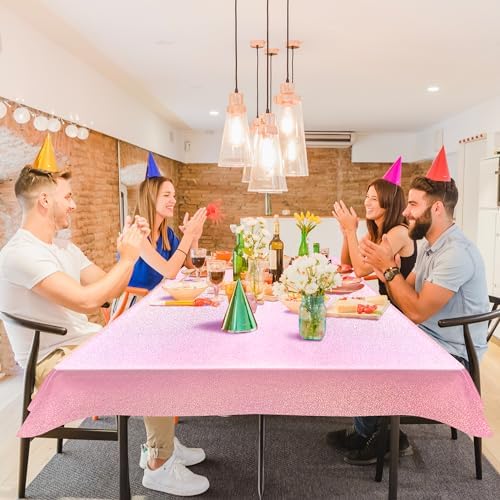 1 Piece Pale Pink Holographic Laser Tablecloth 40x108