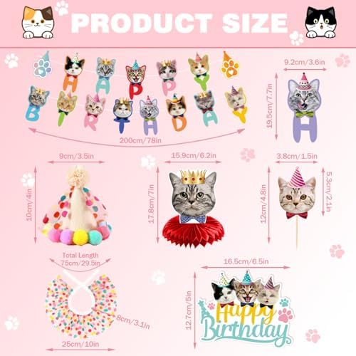 Cat Birthday Party Decorations Kit 38 Pcs