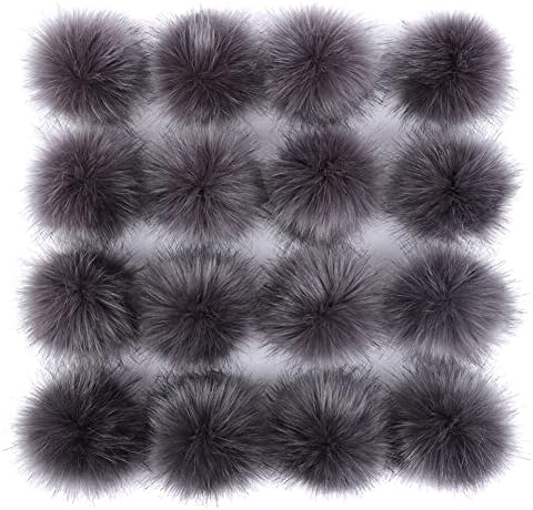 Faux Fur Pom Poms Balls 16PCS for Hats and Keychains