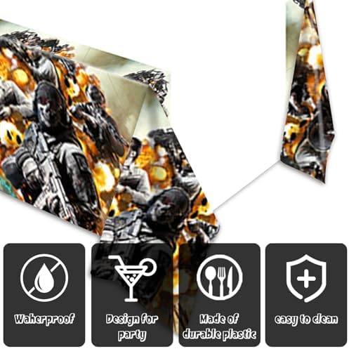 2Pcs Call Duty Birthday Tablecloth Disposable Cover for Kids Boy Baby Shower 70X42 Rectangular