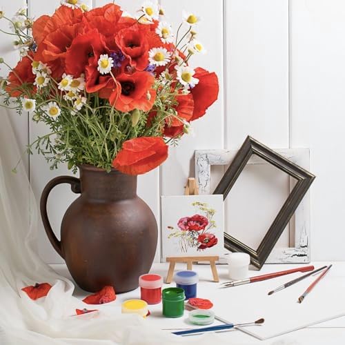 20 Pack Mini Canvases with Wood Easel for Kids Painting