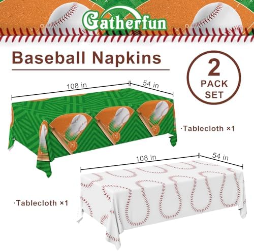 Gatherfun Baseball Party Tablecloths 2-Pack