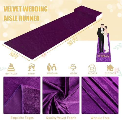 FUHSY Purple Aisle Runner 15FTx2FT Wedding Decor Carpet
