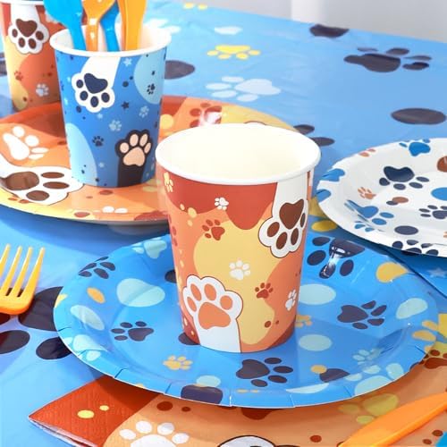 170 PCS Dog Paw Print Birthday Party Set for 24 Guests