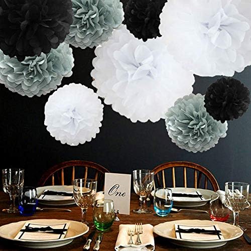 10pcs DIY Decorative Tissue Paper Pom Poms Flowers Ball for Party Wedding Home Outdoor Decoration White