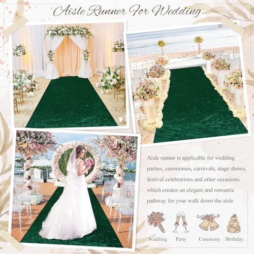 MODFUNS Emerald Green Aisle Runner Rug for Wedding Ceremony 4x15 FT