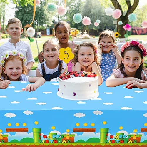3 PCS Video Games Party Tablecloth Set 866 x 512in Plastic Table Covers for Birthday Party Decorations