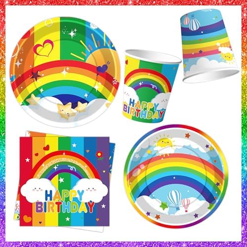 DMIGHT Rainbow Party Supplies Set for Boys