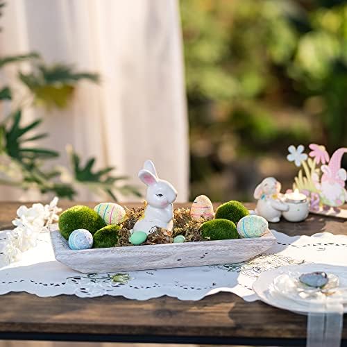 Hanobe Decorative Wood Dough Bowl Rustic Unfinished Natural Table Centerpiece Candle Holder