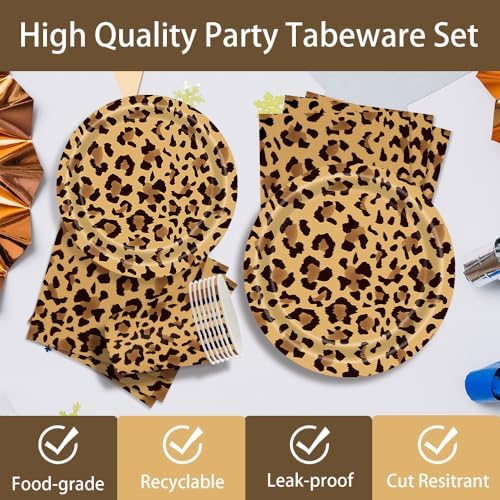 140Pcs Leopard Print Party Tableware Set for 20 Guests