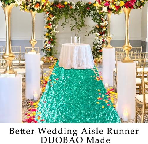 DUOBAO Green Sequin Aisle Runner Wedding Decor