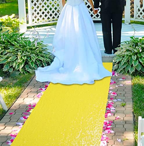 Yellow Sequin Glitter Aisle Runner 2FTx15FT Wedding