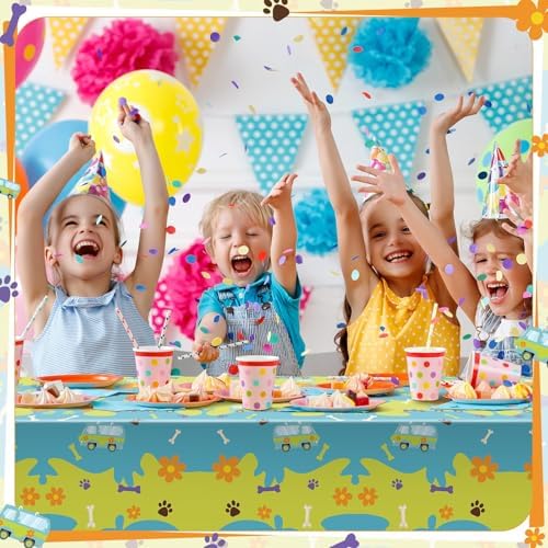 4 Pcs Cartoon Dog Tablecloth Set for Birthday Parties and Baby Showers