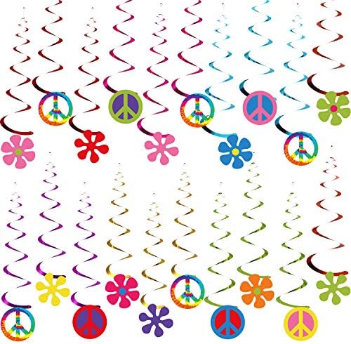 60s Hippie Foil Swirl Decorations 30 Count