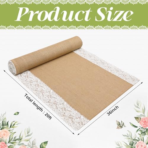 Moonoom 20 Ft x 36 In Natural Burlap Wedding Aisle Runner