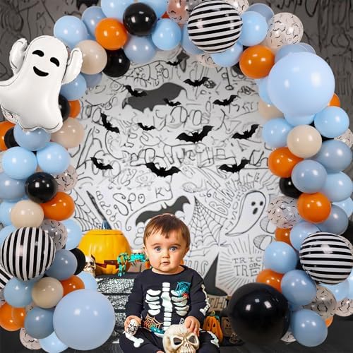 Halloween Baby Shower Balloon Arch Kit with 3D Bats