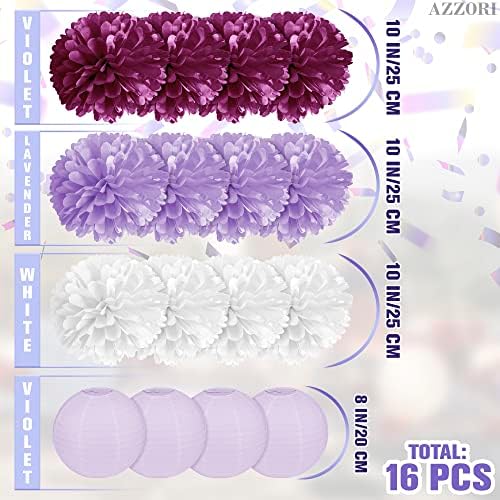 16 Pcs Light Purple Party Decorations Elegant Tissue Paper Flowers
