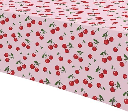 Cherry Birthday Decorations Tablecloth 3 Pack Disposable Fruit Theme Party Supplies for Celebrations