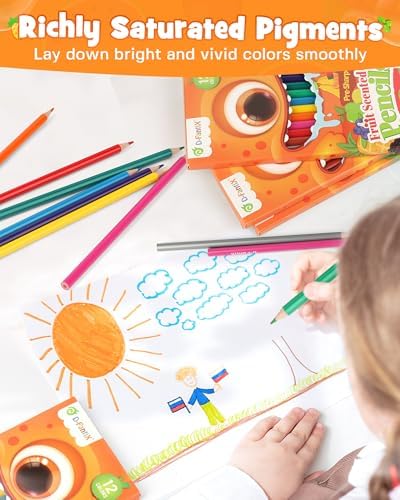 D-FantiX 24 Pack Fruit Scented Colored Pencils