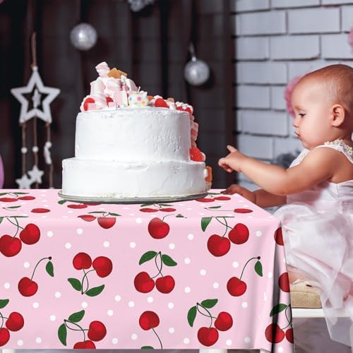 Cherry Themed Tablecloths for Birthday and Baby Shower