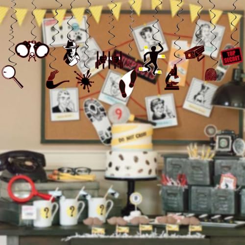 Detective Party Streamer Decor 24pcs PVC Hanging Swirls for Kids Birthday and Halloween
