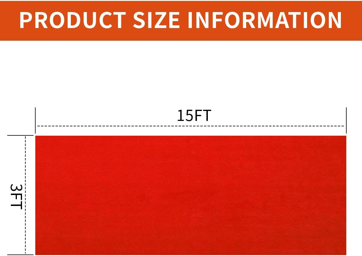 Red Carpet Runner for Parties 3x15 Feet 450 GSM Non-Slip Waterproof Aisle Rug