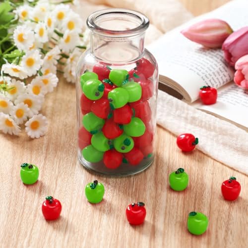 Daifunli 60 Pcs Mini Resin Apple Embellishments
