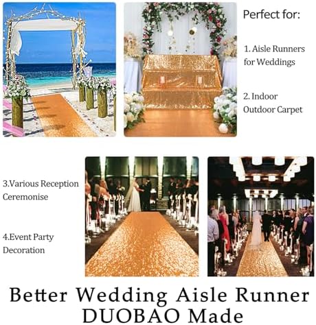 Duoobao Deep Gold Sequin Aisle Runner for Wedding