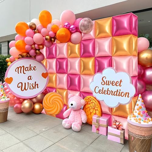 HOMEZZO Champagne Pink Balloon Wall Backdrop - 50PCS Double Sided Foil Balloons for Birthday Decor