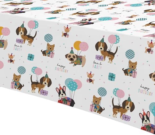 Dog Birthday Decorations Tablecloth Set 3 Pack 86x55in