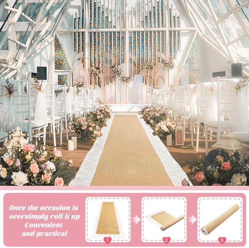 Natural Burlap Wedding Aisle Runner 3ft x 30ft