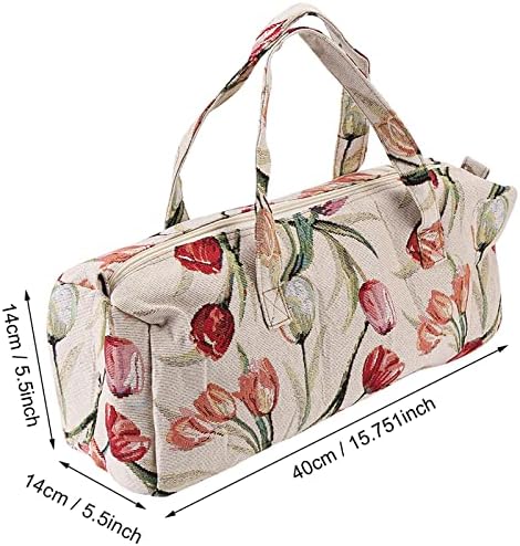Rose Jacquard Knitting Tote Bag with Large Capacity