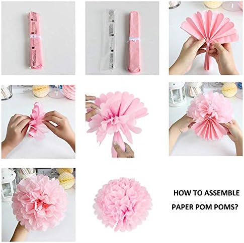 10pcs DIY Decorative Tissue Paper Pom Poms Flowers Ball for Party Wedding Home Outdoor Decoration White