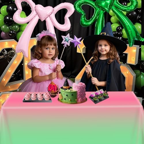 AFZMON Witch Themed Tablecloth 54x108 Inch Pink Green