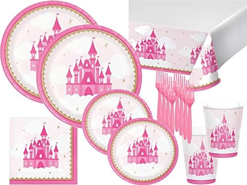 Pink Princess Party Supplies for 16 Guests