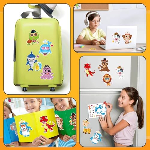 DUJAA 48 Sheets Animal Face Stickers for Kids